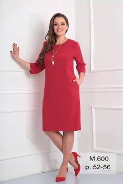 Платье деловое полуприлегающее с рельефами и карманами Fortuna ШЖ 600 красный - фото 1