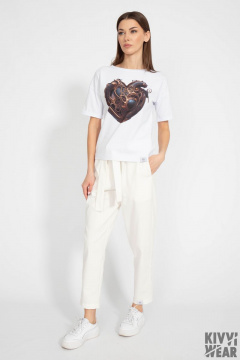 Классическая белая футболка из хлопка с принтом Kivviwear 4026.102 - фото 5