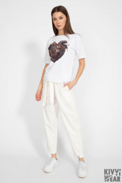 Классическая белая футболка из хлопка с принтом Kivviwear 4026.102 - фото 3