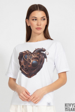 Классическая белая футболка из хлопка с принтом Kivviwear 4026.102 - фото 1