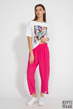 Классическая белая футболка из хлопка с цифровым принтом Kivviwear 4026.103 - фото 4