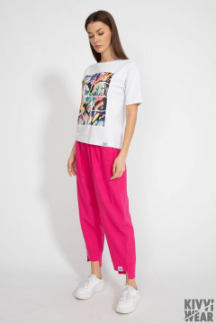 Классическая белая футболка из хлопка с цифровым принтом Kivviwear 4026.103 - фото 3