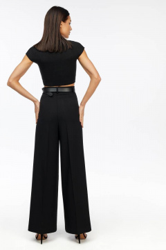 Брюки палаццо широкие из текстиля, демисезон, черные Gold Style 2504-1 черный - фото 2