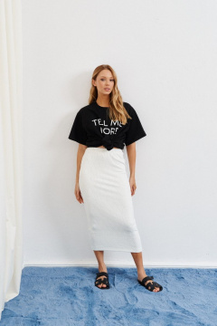 Белая трикотажная юбка с узором и комфортной посадкой ANNETE A256 - фото 2