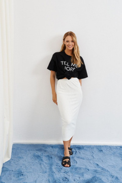 Белая трикотажная юбка с узором и комфортной посадкой ANNETE A256 - фото 1