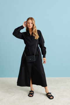 Платье прямого кроя из хлопка с поясом и классическим стилем ANNETE A3238 - фото 5