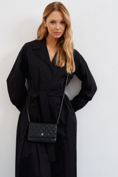 Платье прямого кроя из хлопка с поясом и классическим стилем ANNETE A3238 - фото 2