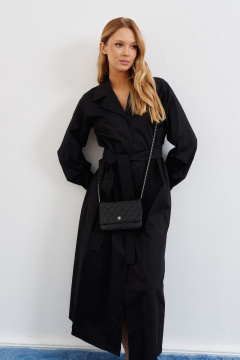 Платье прямого кроя из хлопка с поясом и классическим стилем ANNETE A3238 - фото 1