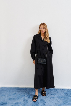 Платье прямого кроя из хлопка с поясом и классическим стилем ANNETE A3238 - фото 4