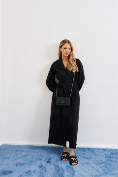 Платье прямого кроя из хлопка с поясом и классическим стилем ANNETE A3238 - фото 3