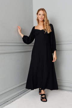 Платье из черного текстиля с офисным стилем ANNETE A3270 - фото 5