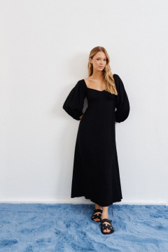 Платье из черного текстиля с офисным стилем ANNETE A3270 - фото 1