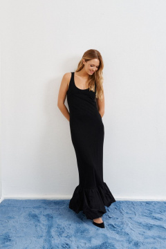 Платье с комбинированными тканями и пышным воланом ANNETE A3303 - фото 1