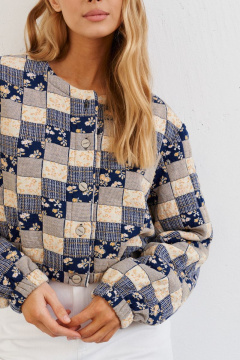 Укороченный жакет из лоскутного полотна с застежкой на пуговицы ANNETE A5127 - фото 2