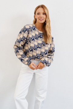 Укороченный жакет из лоскутного полотна с застежкой на пуговицы ANNETE A5127 - фото 5