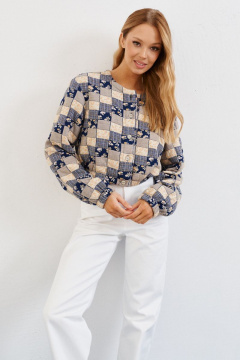 Укороченный жакет из лоскутного полотна с застежкой на пуговицы ANNETE A5127 - фото 4