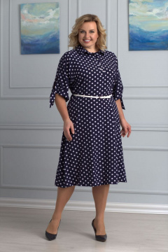 Платье из шифона с отрезной линией талии и съемным поясом Anelli 670 т.синий - фото 1