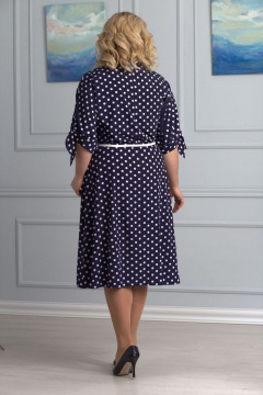 Платье из шифона с отрезной линией талии и съемным поясом Anelli 670 т.синий - фото 4