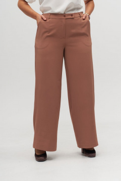 Коричневые прямые брюки с высокой посадкой из текстиля Anelli 1315.2 капучино - фото 2