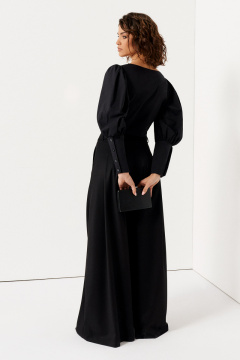 Блуза короткая с глубоким V и объемными рукавами из хлопка Панда 132140w черный - фото 3