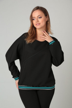 Блуза полуприлегающего силуэта из тканевой вискозы Modema м.540/1 черный+серебро - фото 2