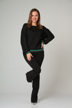 Блуза приталенная из вискозы с V-образным вырезом Modema м.540/2 черный+золото - фото 5