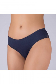 Трусы из хлопка и кружева с высокой линией Verally 1003-4 темно-синий - фото 3