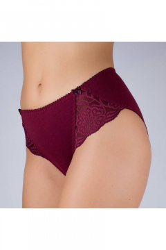 Трусы из хлопка с отделкой из эластичного кружева Verally 150-3 бургунд - фото 1