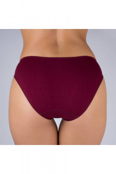 Трусы из хлопка с отделкой из эластичного кружева Verally 150-3 бургунд - фото 3