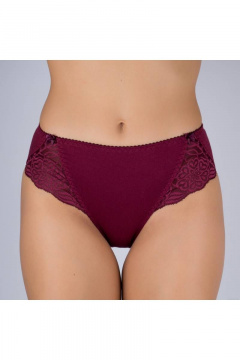 Трусы из хлопка с отделкой из эластичного кружева Verally 150-3 бургунд - фото 2