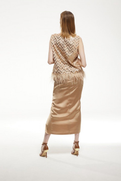 Юбка-карандаш из атласной ткани с разрезом и стразами Vesnaletto 3278-3 - фото 3