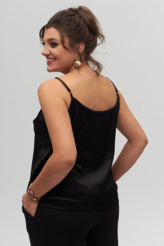 Черный топ из текстиля с V-образным вырезом и нагрудными вытачками Anelli 1087.1 черный - фото 4