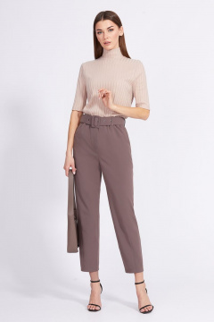 Брюки о-образного силуэта, зауженные к низу из костюмной ткани EOLA 2369 темный_песок - фото 3