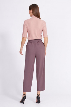 Брюки капри из костюмной ткани с эластичной тесьмой EOLA 2369 слива - фото 2