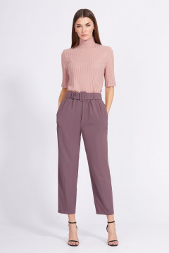 Брюки капри из костюмной ткани с эластичной тесьмой EOLA 2369 слива - фото 1