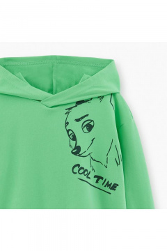 Зеленое худи с вышивкой, фигурным низом и воротником Bell Bimbo 230097 салатовый - фото 2