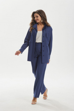 Демисезонный комплект из брюк и рубашки из текстиля MALI 722-124 синий - фото 4