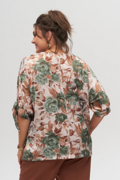 Блуза из текстиля с лодочным вырезом и завязывающимися манжетами Anelli 1116 - фото 5