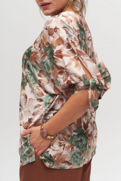 Блуза из текстиля с лодочным вырезом и завязывающимися манжетами Anelli 1116 - фото 4