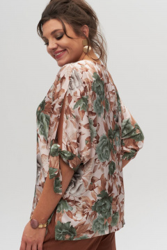 Блуза из текстиля с лодочным вырезом и завязывающимися манжетами Anelli 1116 - фото 3