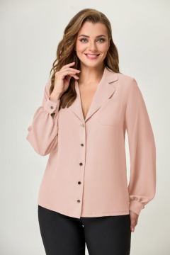 Нарядная блуза из текстиля с длиной 64 см и рукавами 65 см DaLi 9013 пудра - фото 1