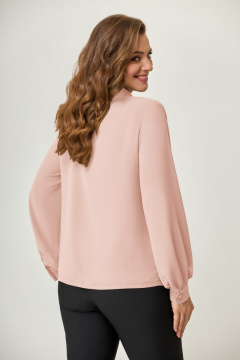 Нарядная блуза из текстиля с длиной 64 см и рукавами 65 см DaLi 9013 пудра - фото 2