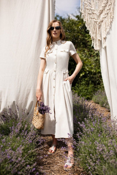 Платье сафари из льна с пуговицами и застежкой Urs 22-794-1 - фото 1