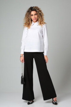 Блузка из хлопкового текстиля с застежкой на молнию и декоративной складкой DOGGI 0151 - фото 5