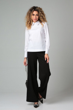 Блузка из хлопкового текстиля с застежкой на молнию и декоративной складкой DOGGI 0151 - фото 4