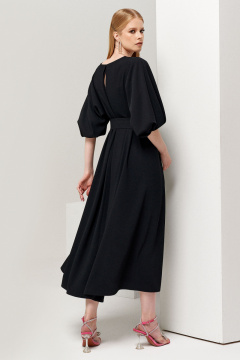 Платье длина ниже колена с пышными рукавами и поясом Панда 112280w черный - фото 3