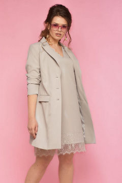 летний бежевый жакет на пуговицах с жемчужными деталями Anelli 655 перламутр - фото 1