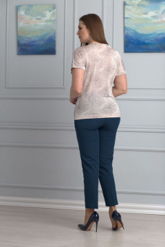 Летний трикотажный топ из цветочного принта свободного кроя Anelli 668 беж- одуванчики - фото 2