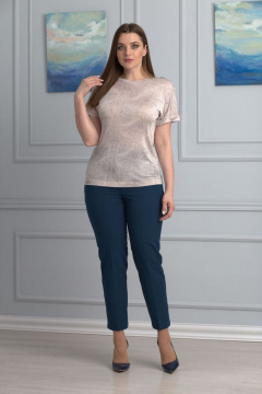 Летний трикотажный топ из цветочного принта свободного кроя Anelli 668 беж- одуванчики - фото 1