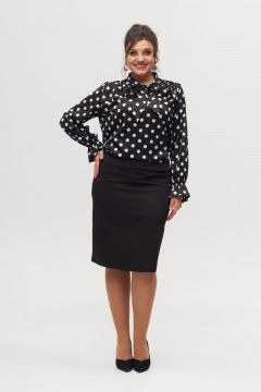 Блуза прямого силуэта с бантом и кокеткой из вискозы Anelli 1323 черный - фото 2